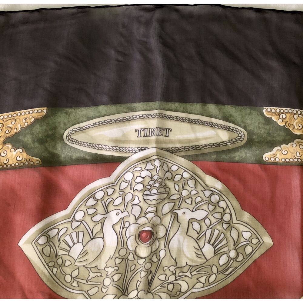 Vintage Authentic Hermès Silk Mousseline Giant Scarf 140cm Tibet - Picture 6 of 9